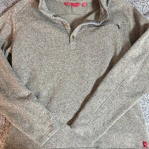 Eastern Mountain Sports Fleece Sweater Men's 2XL Gray 1/4 Button Pullover
